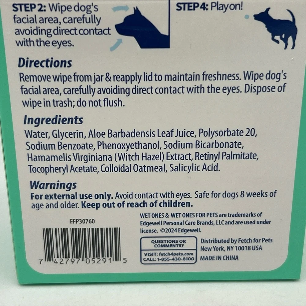 3-PACKS Wet Ones for Pets Hypoallergenic Face Cleansing Pads 50 Count Ea White